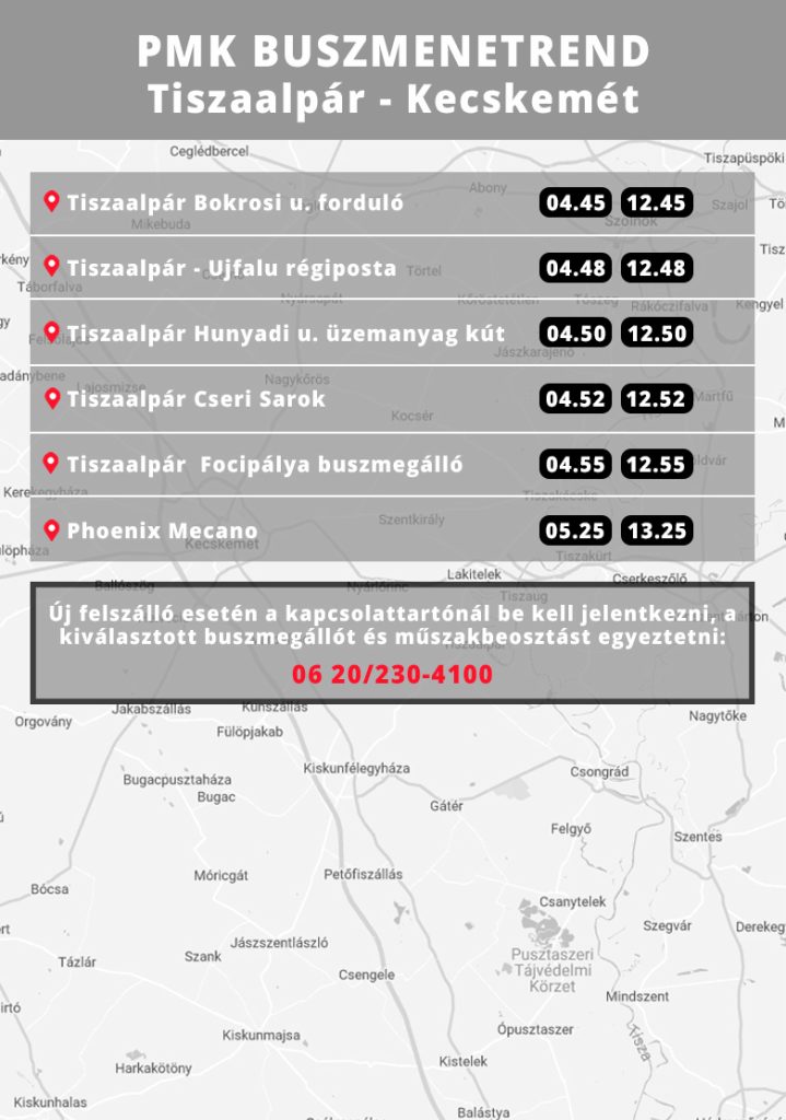 Tiszaalpár céges buszjárat